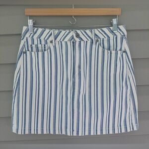 LOFT mini denim striped skirt blue and white size 4